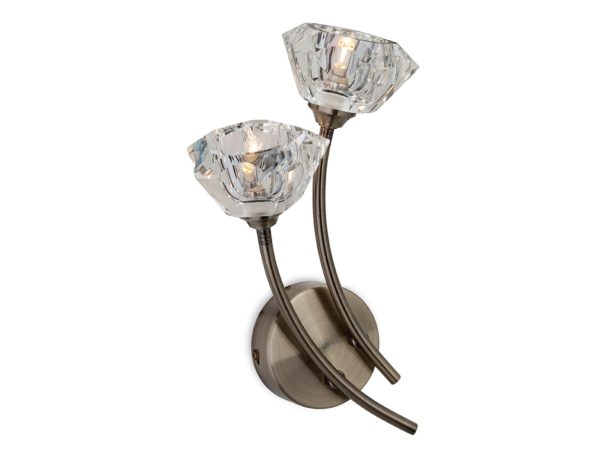 Firstlight 8363AB Clara 2 Light Wall Light with Glass Shade