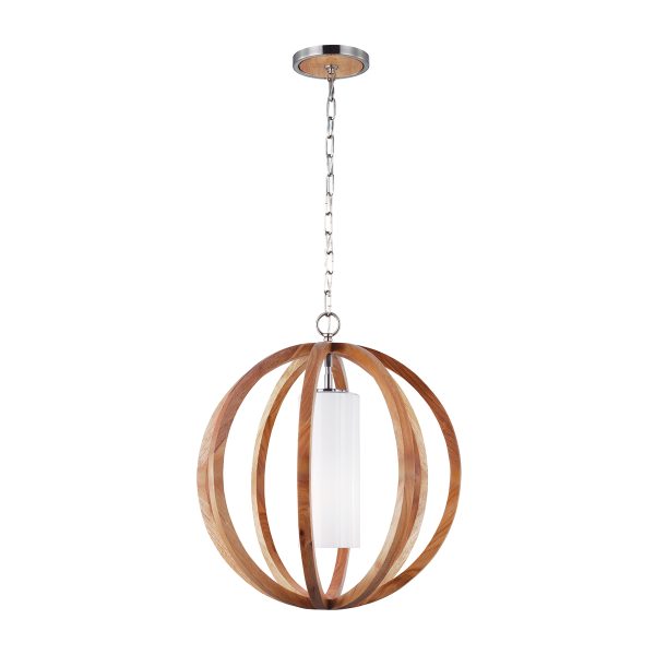 FE/ALLIER/P/S LW Allier Light Wood And Brushed Steel Small Pendant