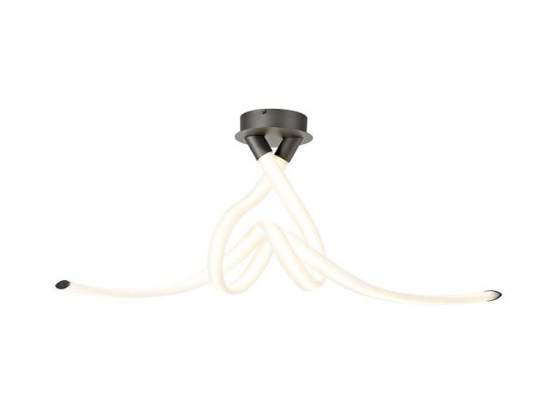 Mantra M6793 Armonia 50 Watt Semi Flush Bow Ceiling Light In White And Titanium