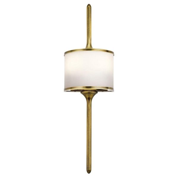 KL/MONA/S NBR  Mona 2 Light Wall Light In Natural Brass - Height: 559mm