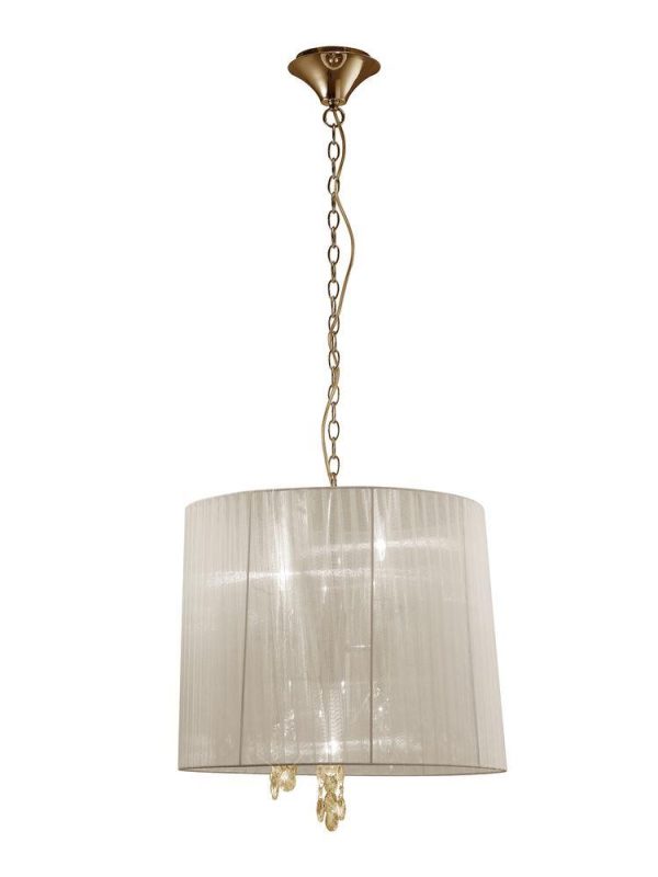 Mantra M3860FG Tiffany 3+3 Light Single Pendant Light In French Gold With Cream Shades