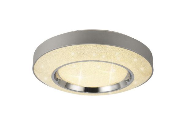 Mantra M6453 Santorini 36 Watt LED Flush Ceiling Light In Silver And Polished Chrome