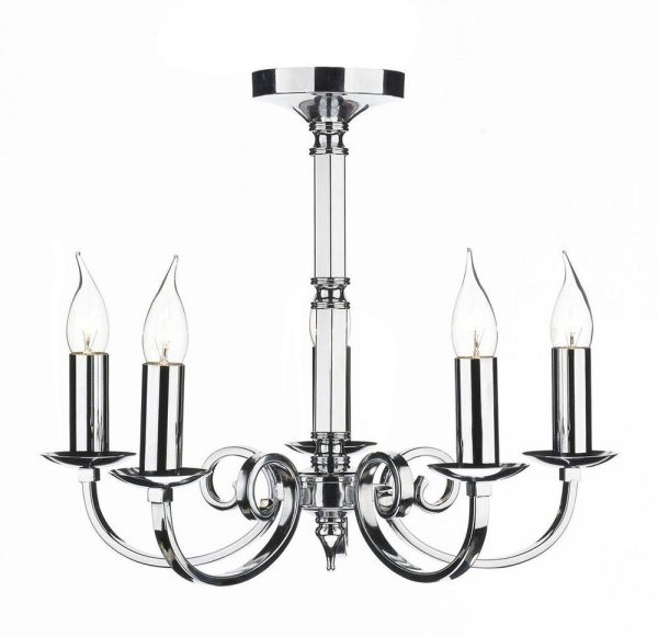 Dar MUR0550 Murray 5 Light Chrome Ceiling Pendant